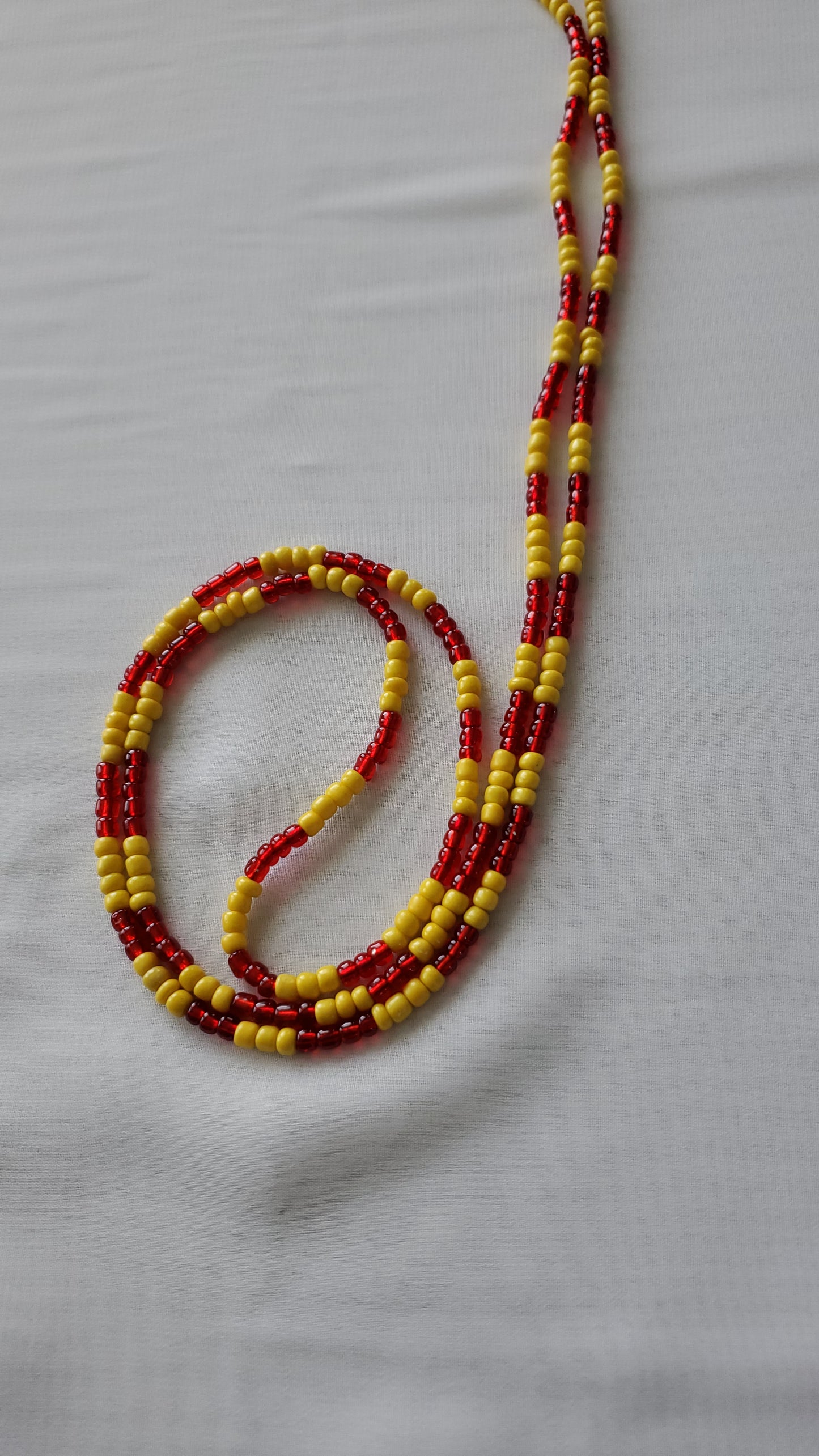 Yellow and red waistbead