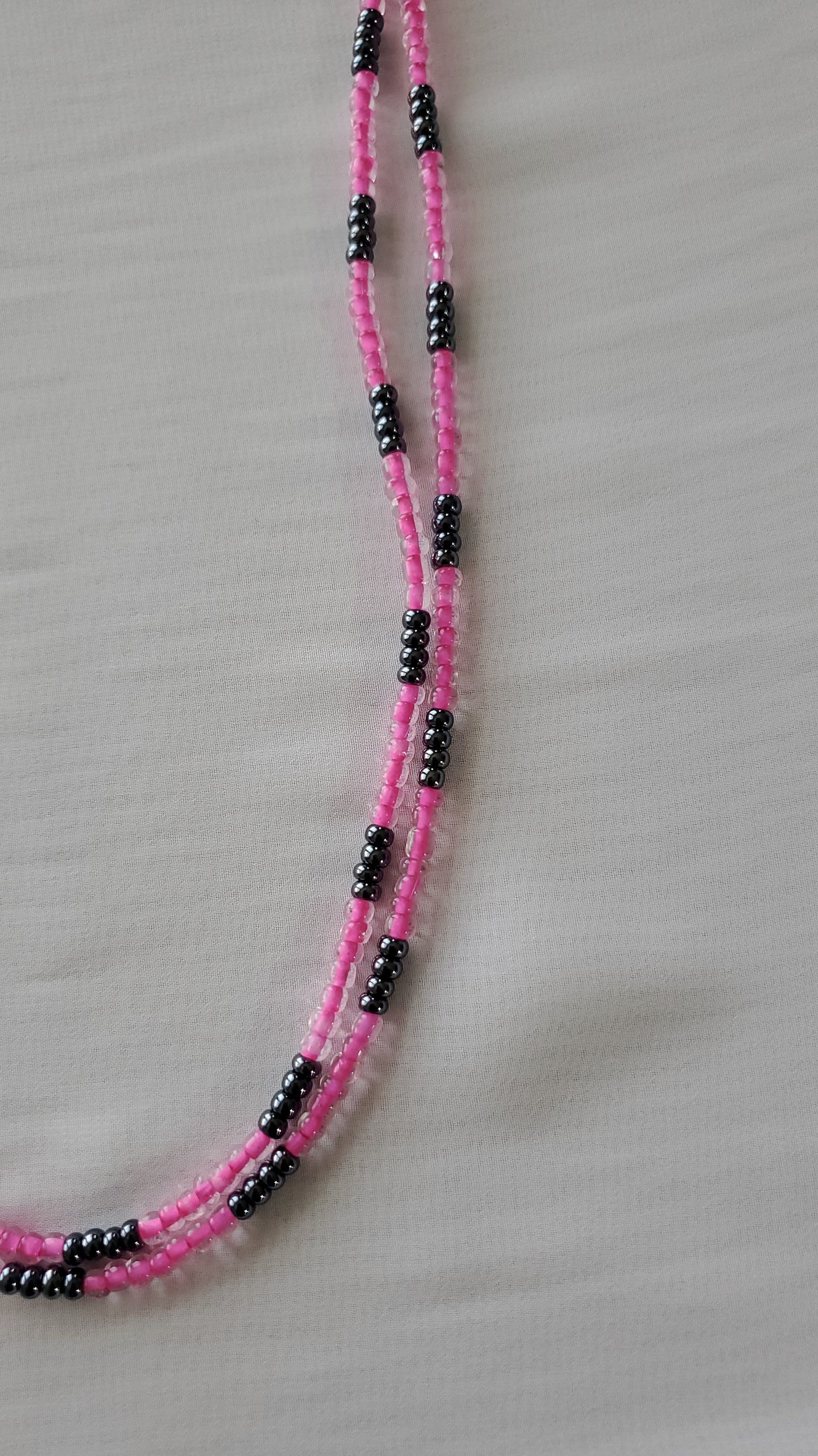 Pink and black waistbead