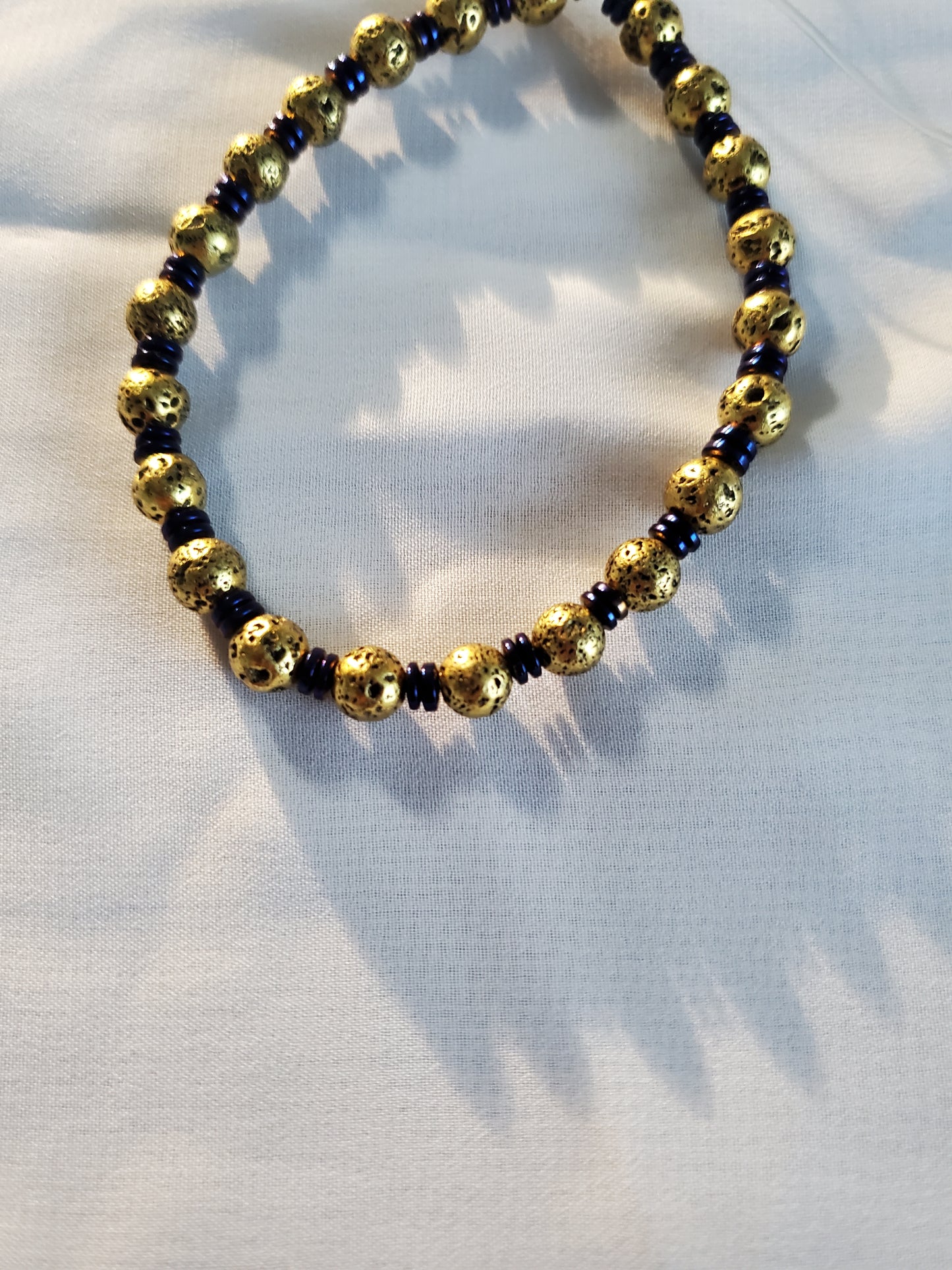 Gold lava mixed mens beaded bracelet