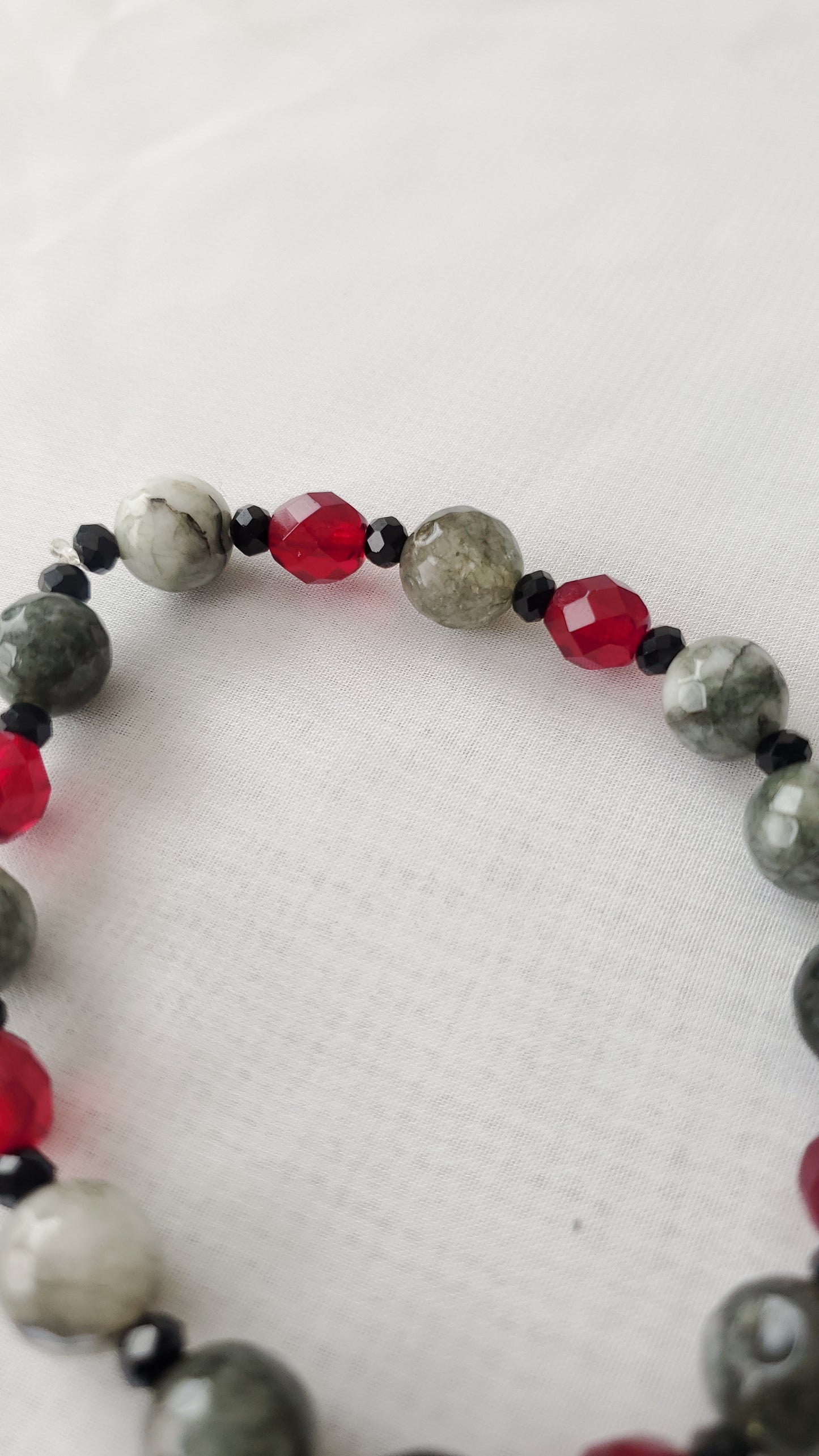Ruby and Gray Agate Men's Bracelet