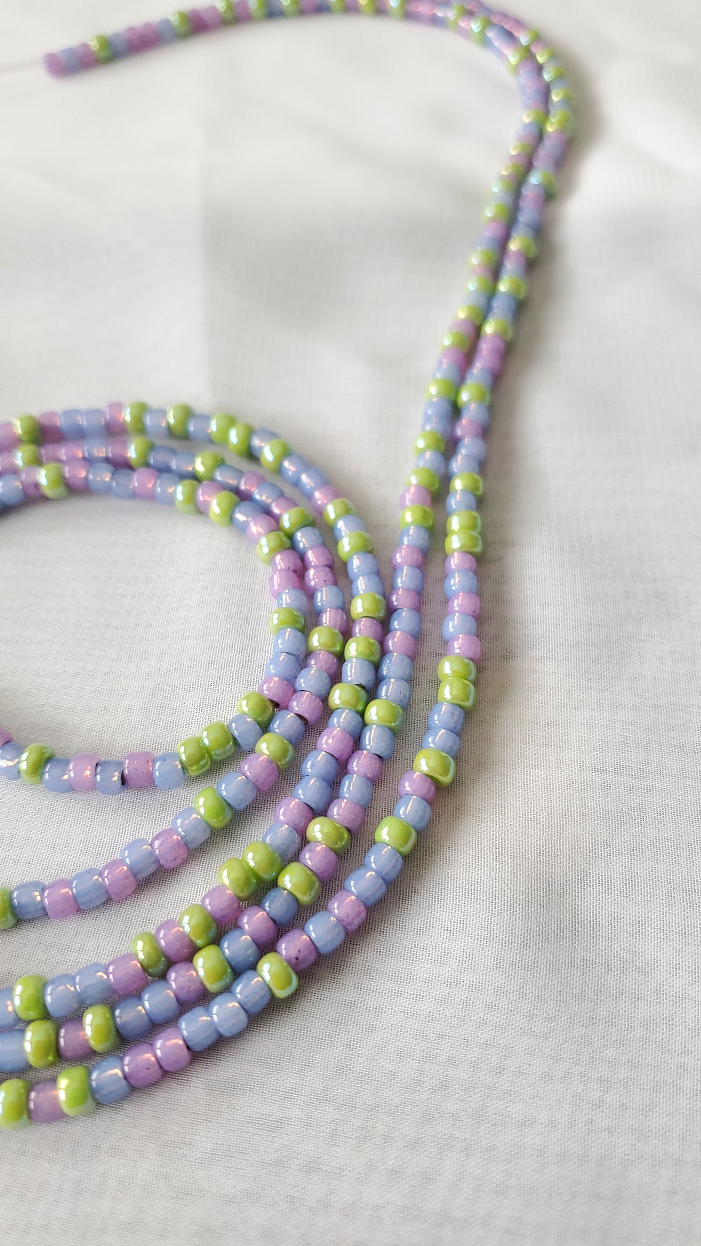Purple and green handcrafted waistbead