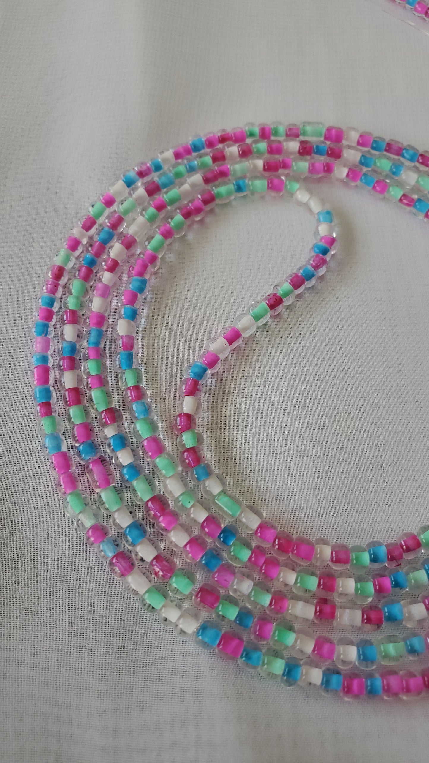 Handcrafted Pink, purple and blue colorful Waistbead