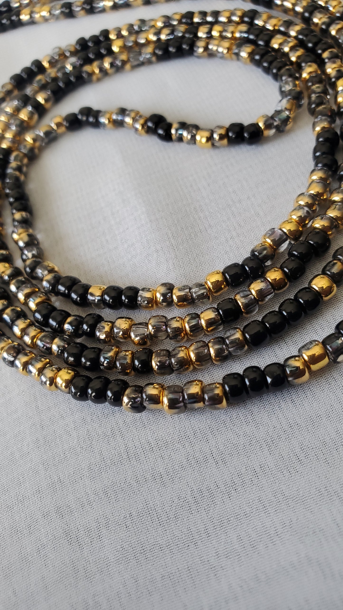 Handcrafted Gold and Black Two toned Waistbead