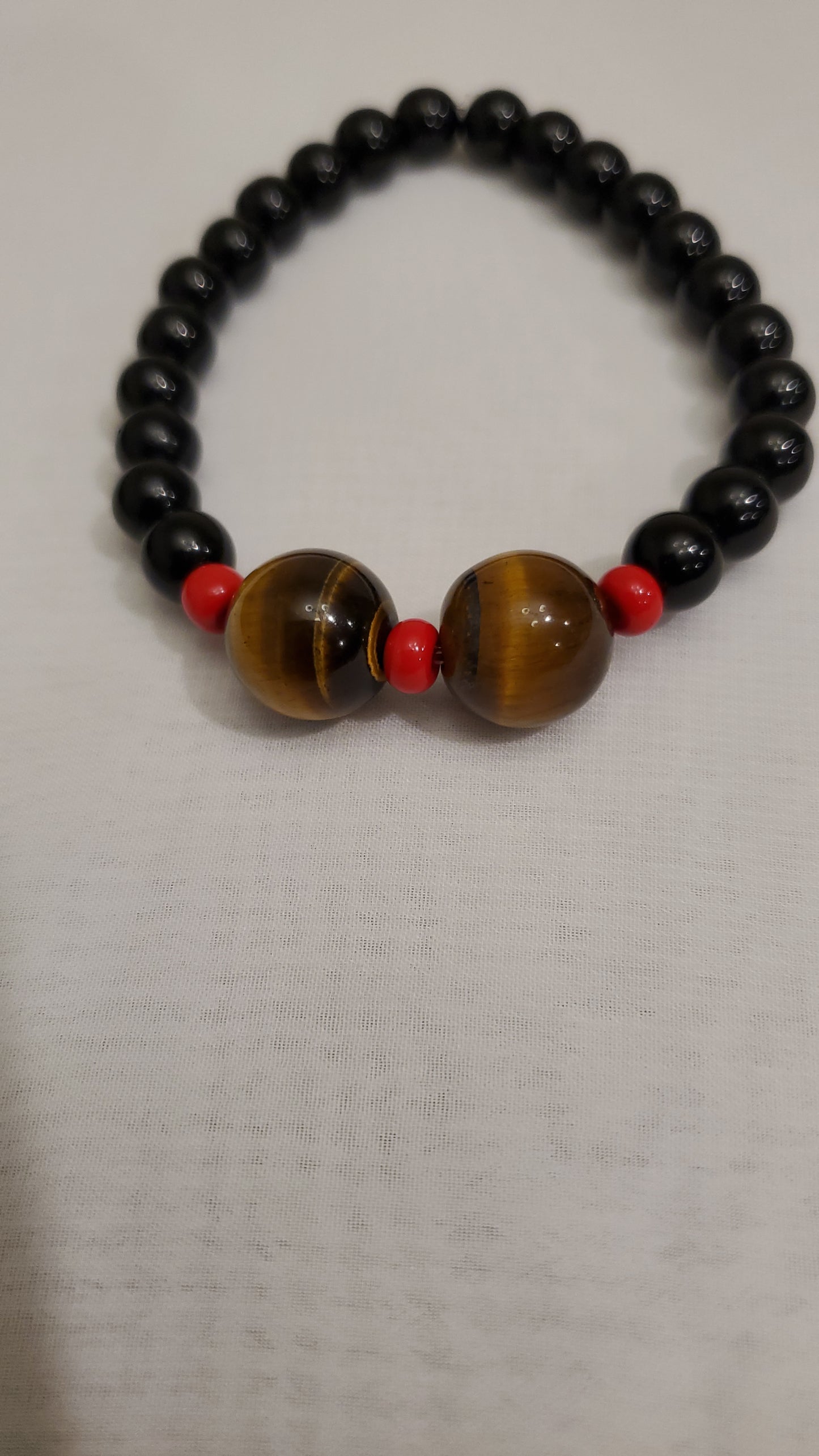 Men's Tigers Eye and Black Agate Bracelet for Spiritual and Physical