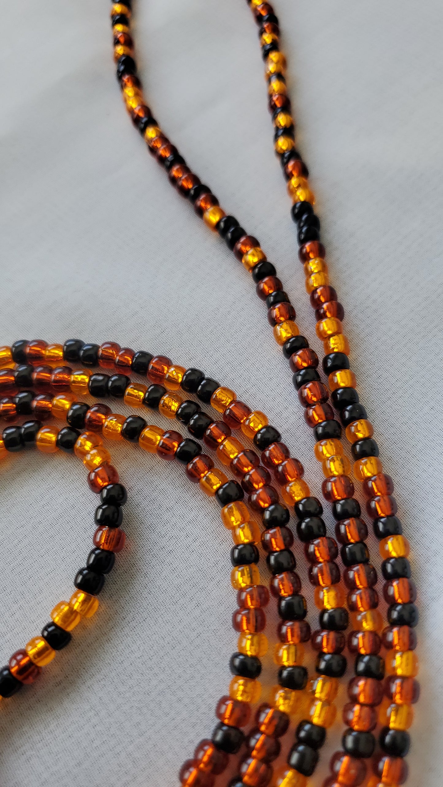 Handcrafted Multi browns and black Waistbead