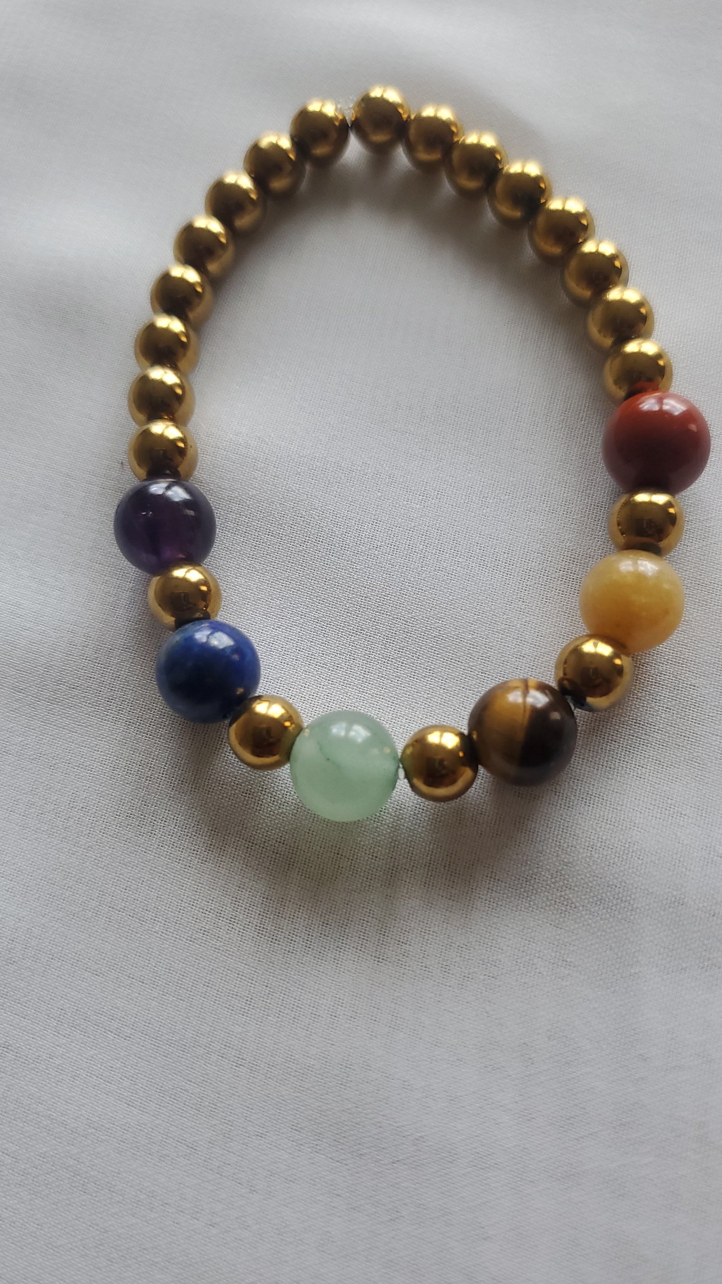 Multi Color Energy Stone with Hematite Beaded Bracelet for Women - Handcrafted and Unique