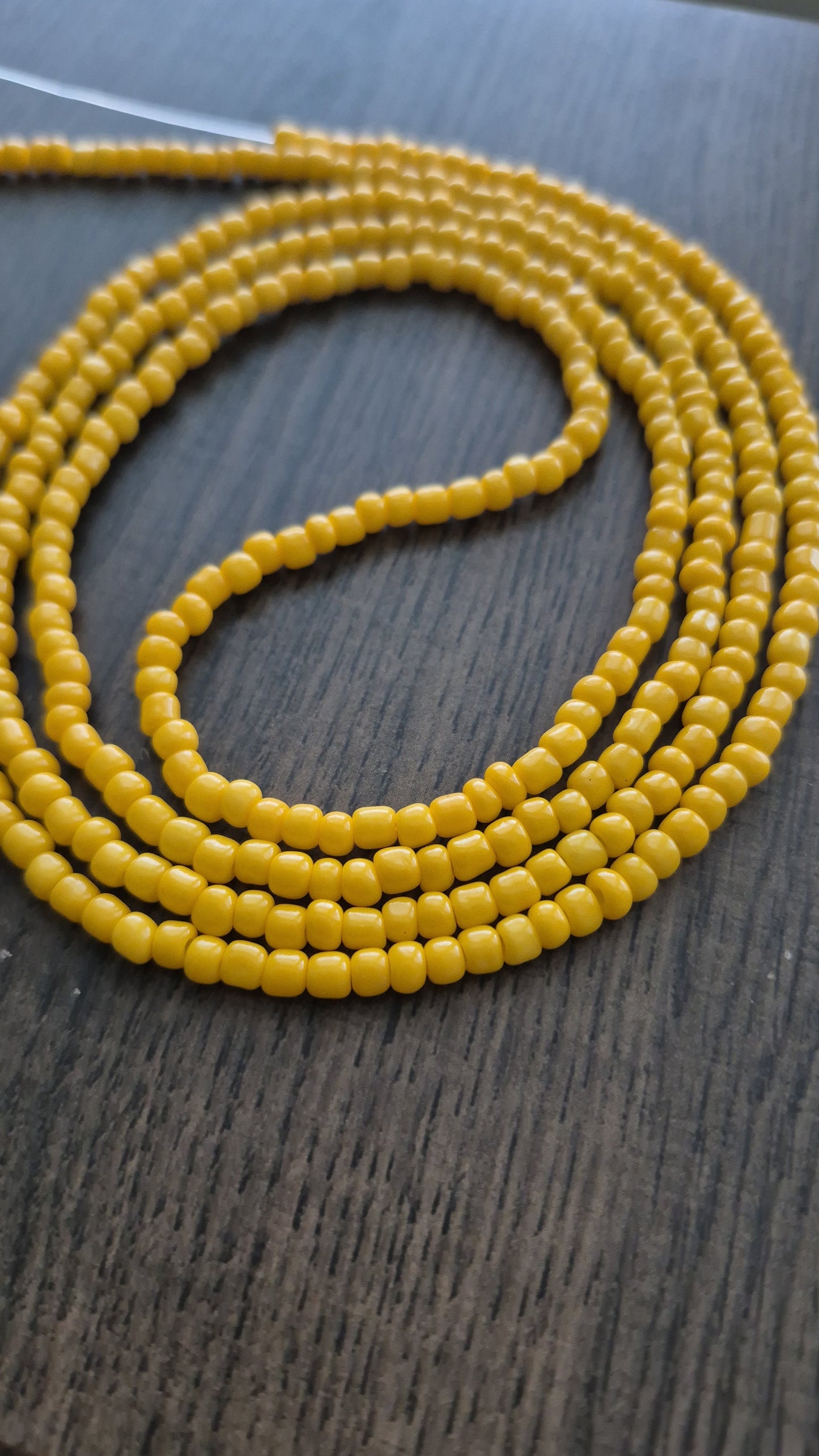 Handcrafted Solid Yellow Tie Waistbead - Tie On Design