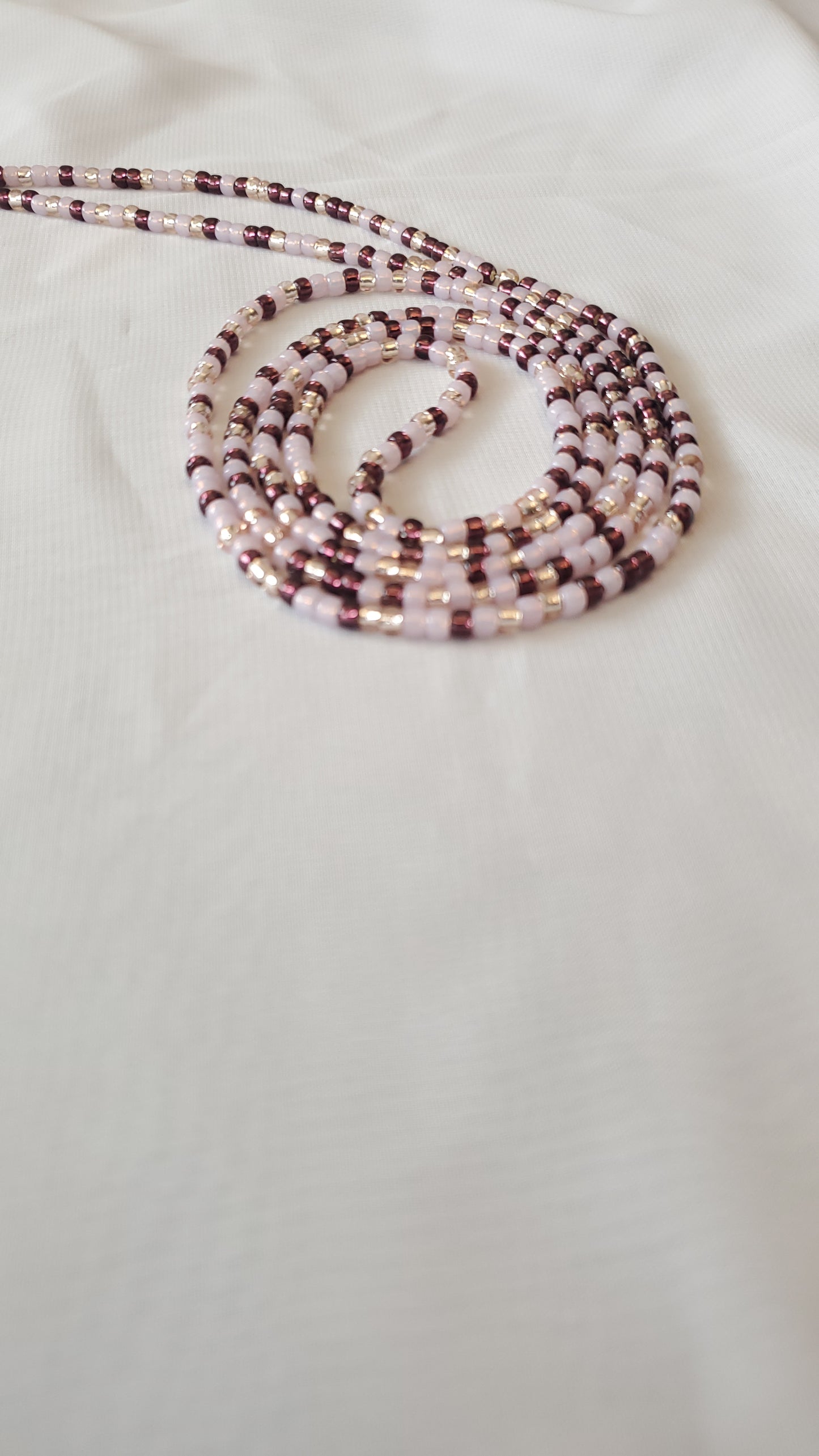 Amethyst purple, light gold and pink waistbead