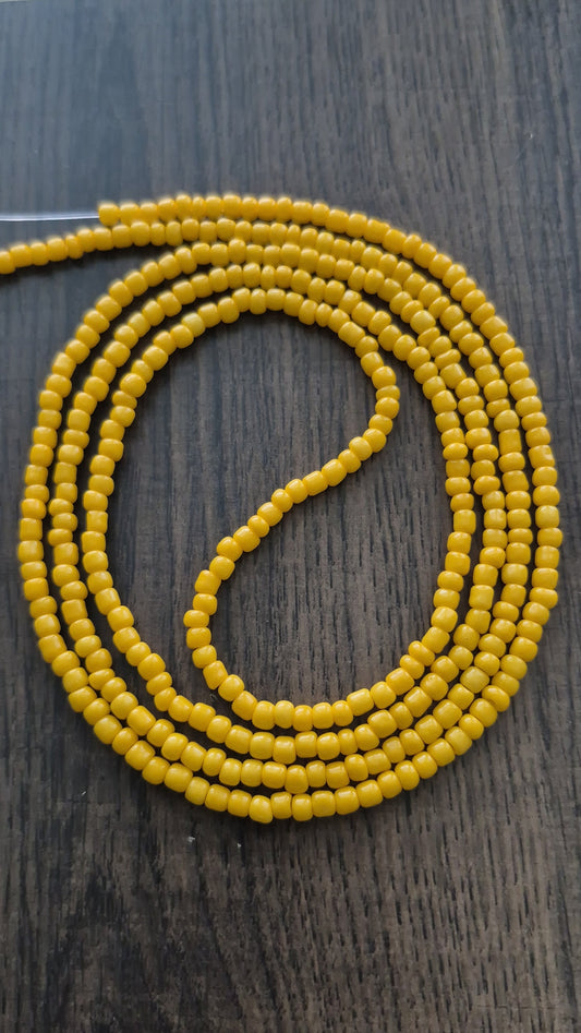 Handcrafted Solid Yellow Tie Waistbead - Tie On Design