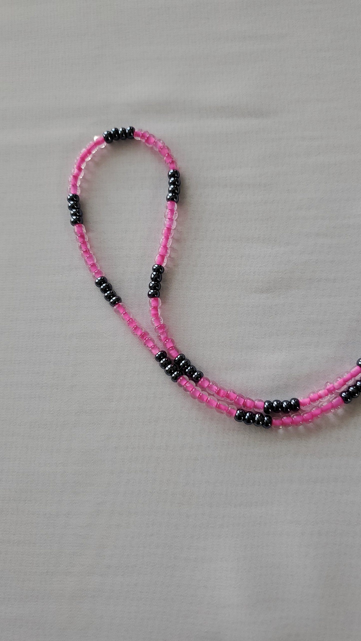 Pink and black waistbead