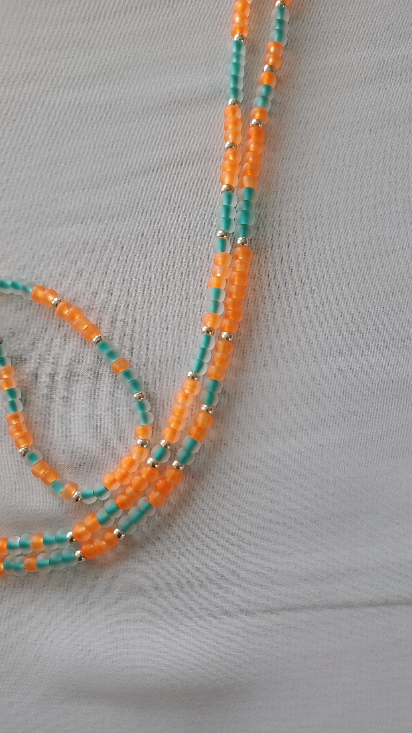 Orange and teal waistbead