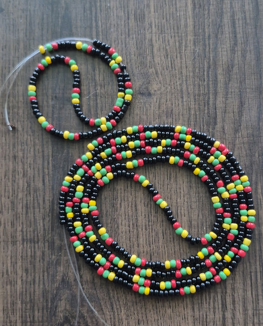 Juneteenth theme tie-on waistbead w/matching anklet