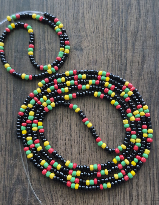 Juneteenth theme tie-on waistbead w/matching anklet