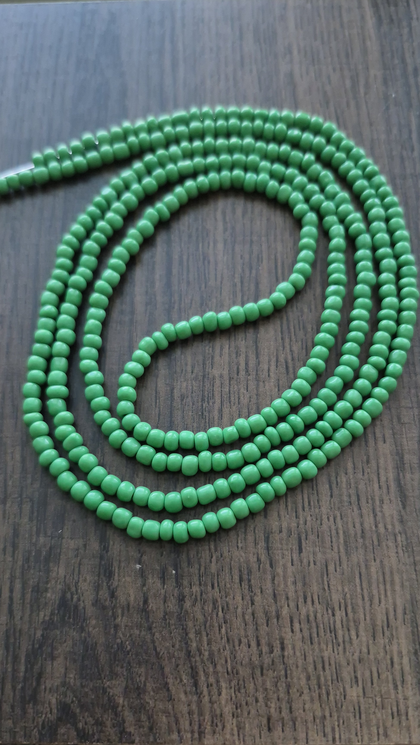 Handcrafted Solid Green Tie Waistbead - Tie On Design