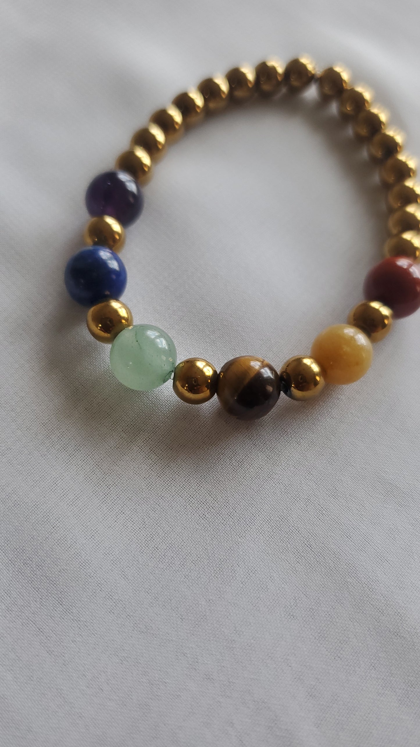Multi Color Energy Stone with Hematite Beaded Bracelet for Women - Handcrafted and Unique