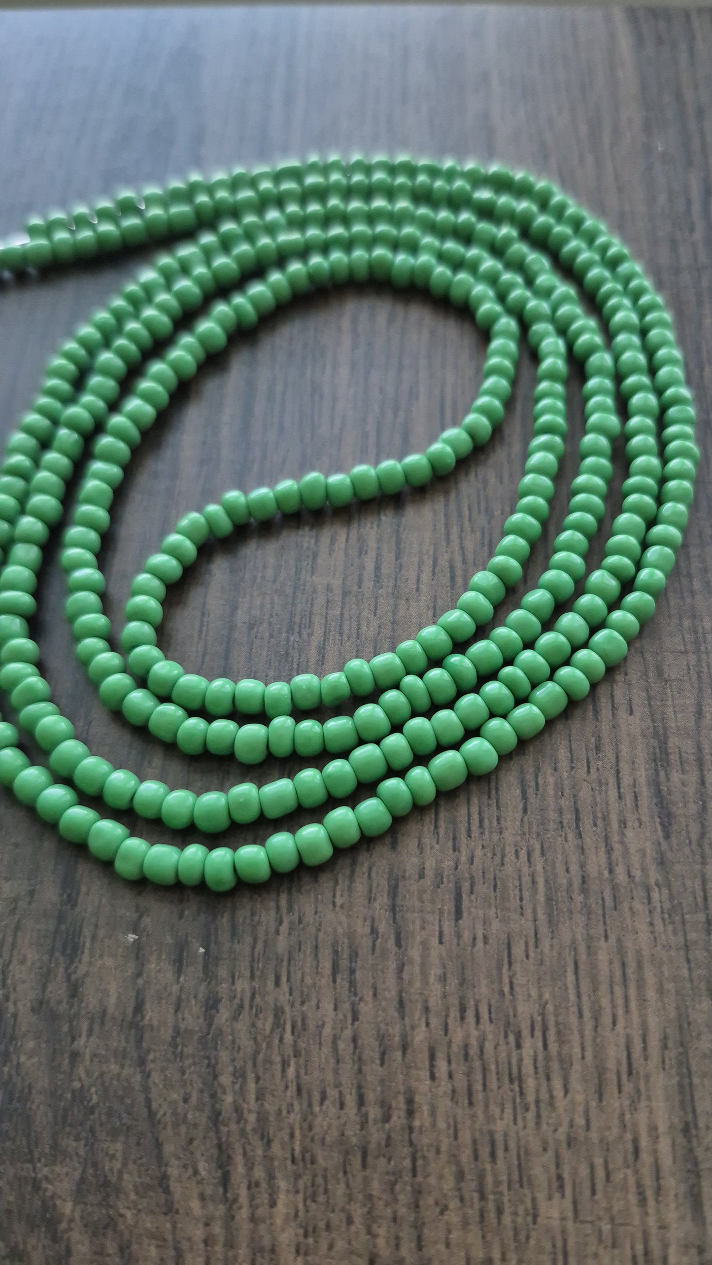Handcrafted Solid Green Tie Waistbead - Tie On Design