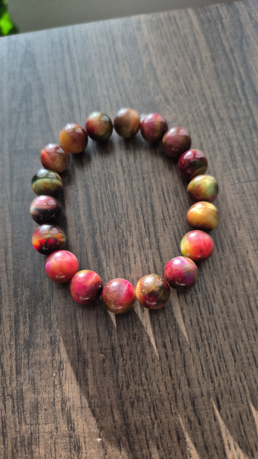 Red Galaxy Tiger's Eye Bracelet For Women Handcrafted