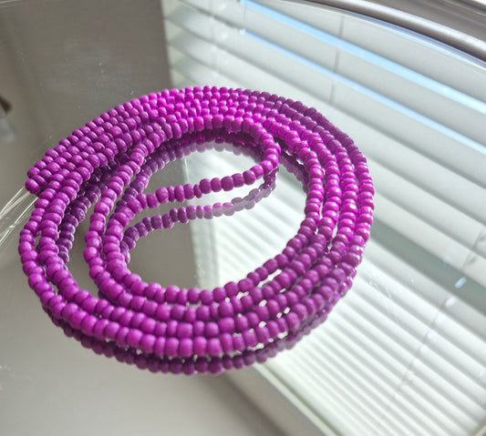 Handcrafted Solid Purple Tie Waistbead - Tie On Design