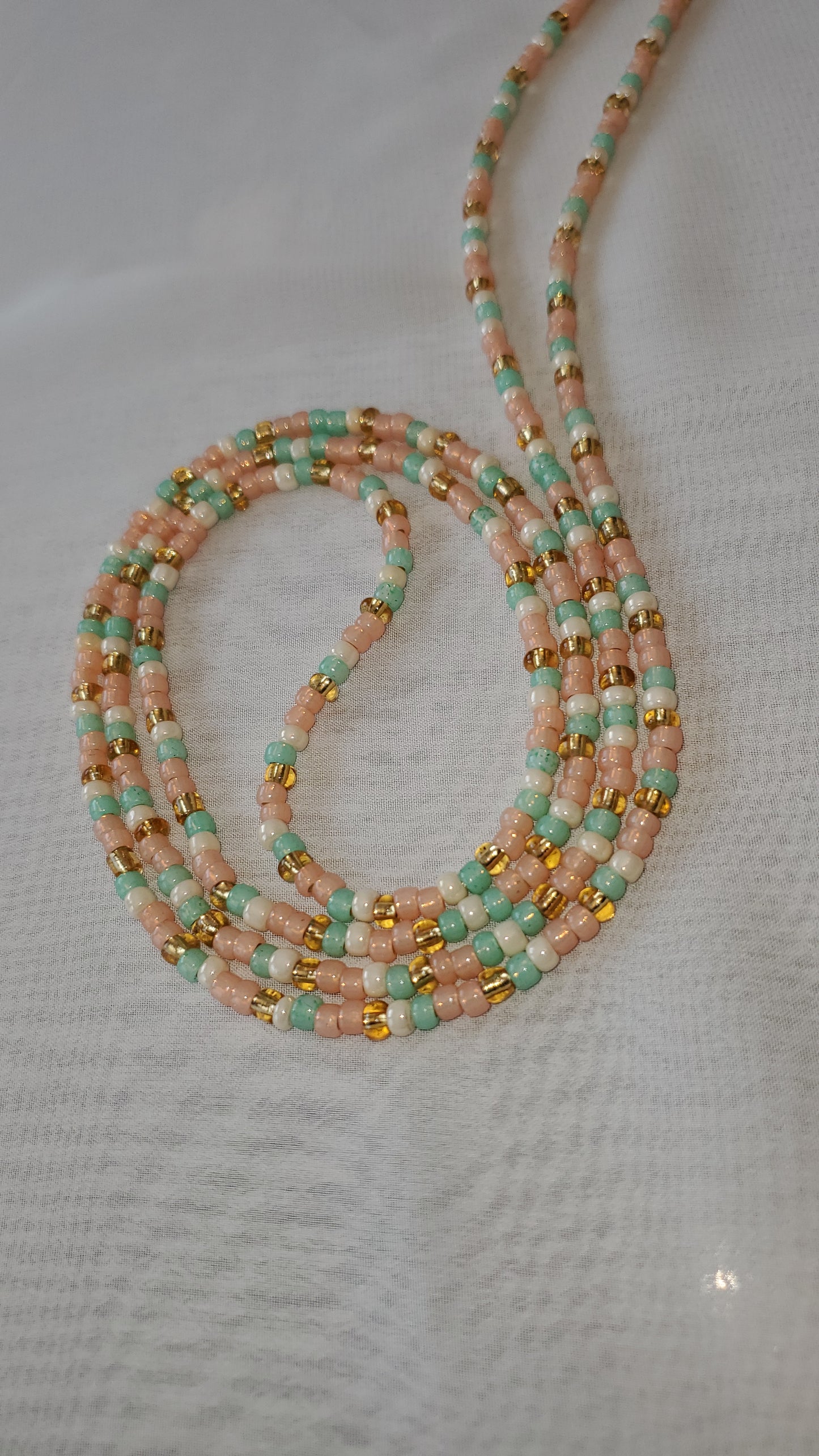 Blush Pink hint of gold Blend Waistbead for Women - Handmade