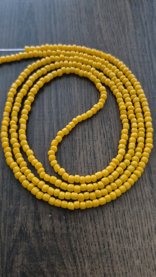 Handcrafted Solid Yellow Tie Waistbead - Tie On Design