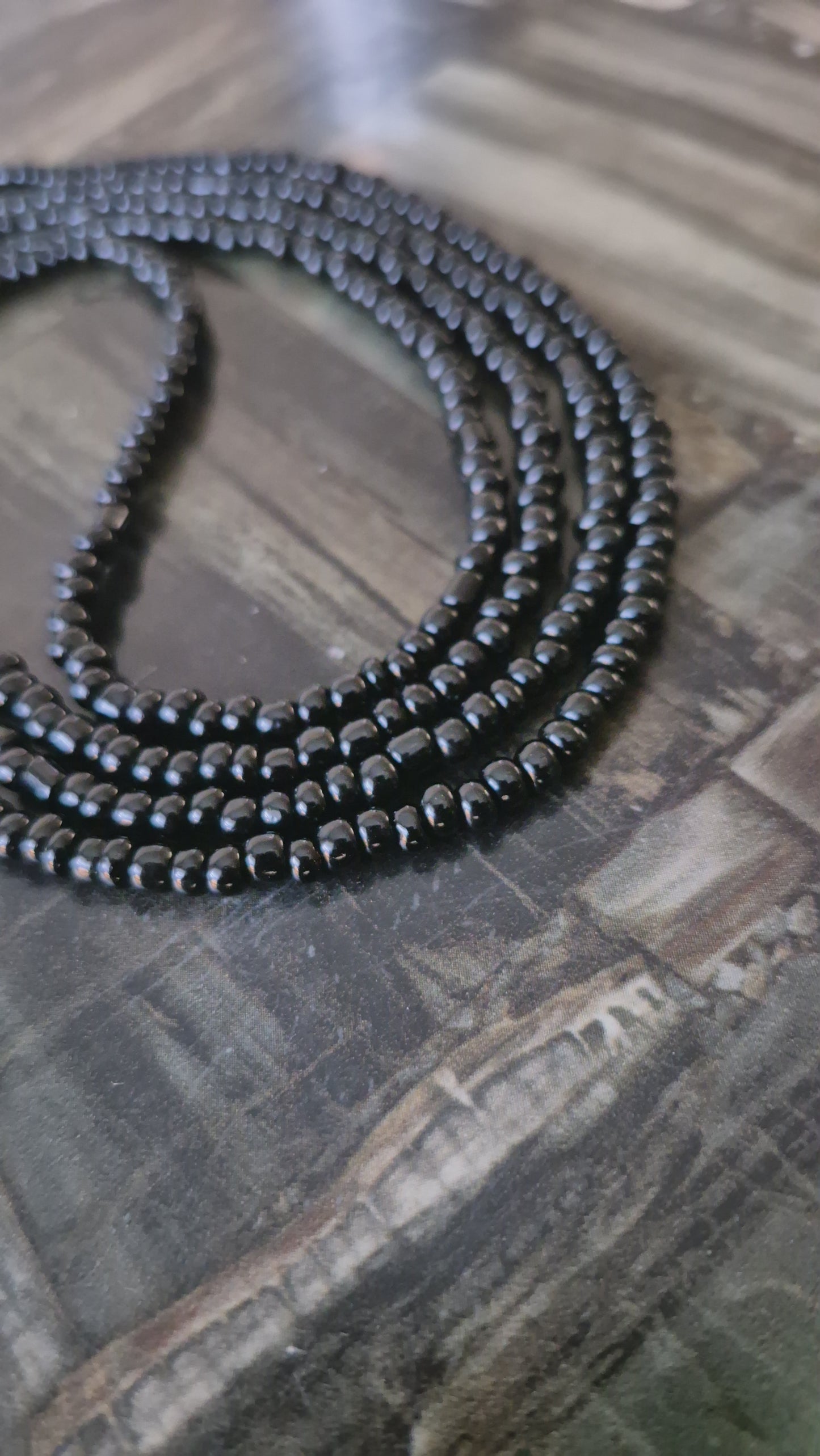 Handcrafted Solid Black tie-on Waistbead