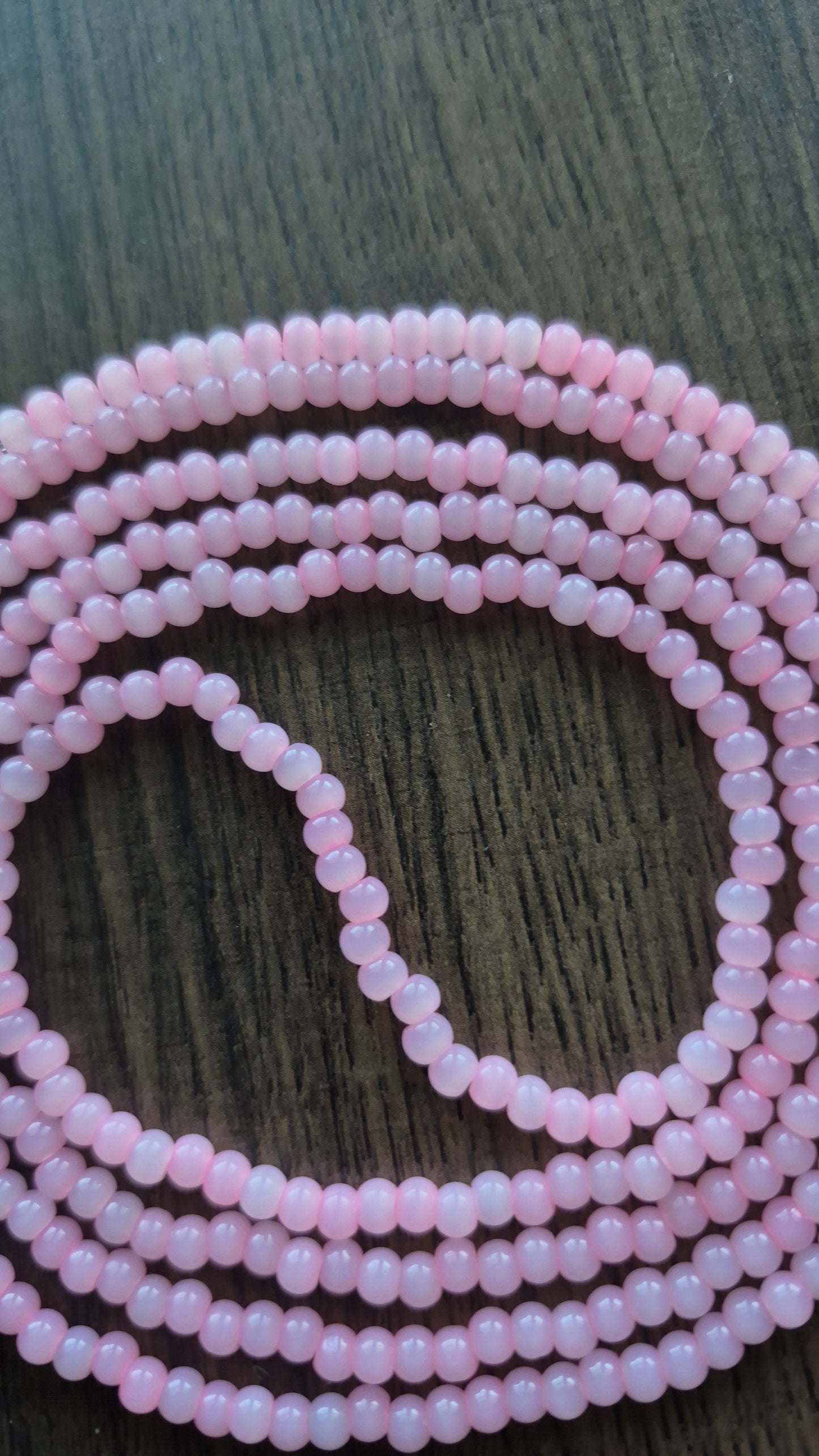 Pink Cats eye tie on waistbead