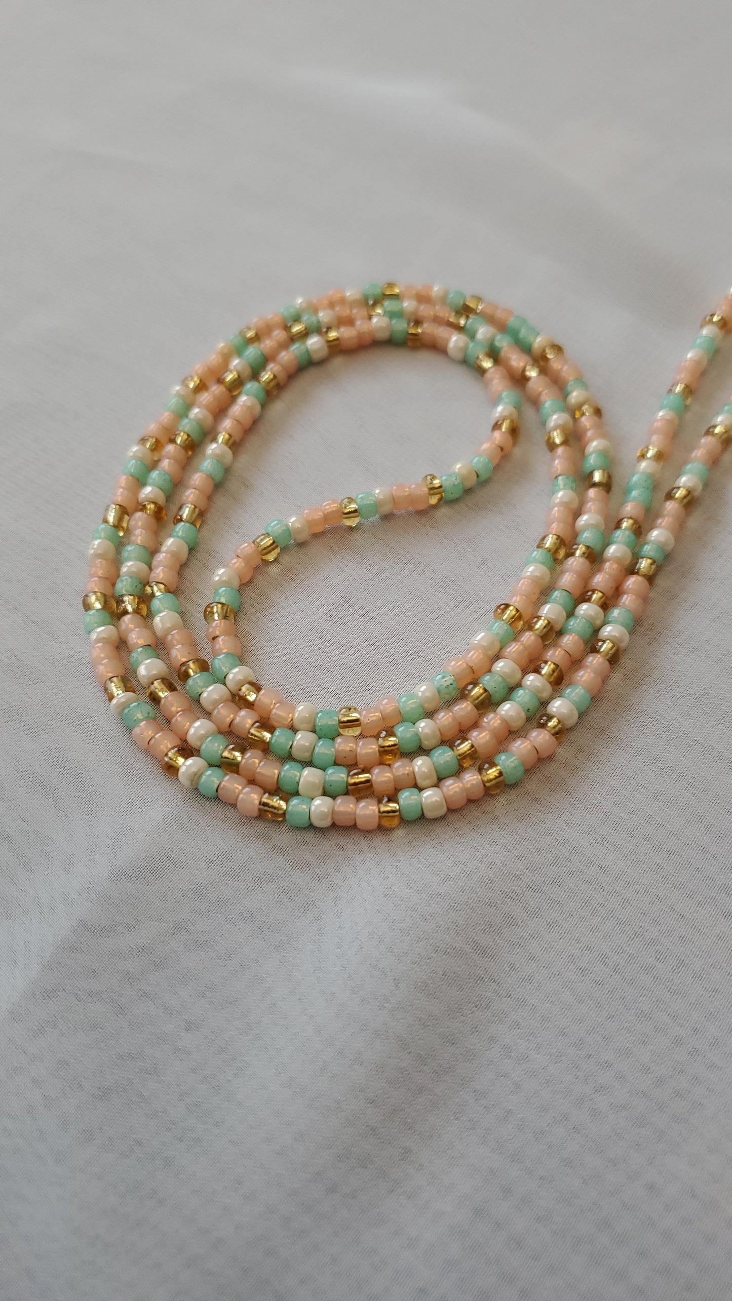 Blush Pink hint of gold Blend Waistbead for Women - Handmade