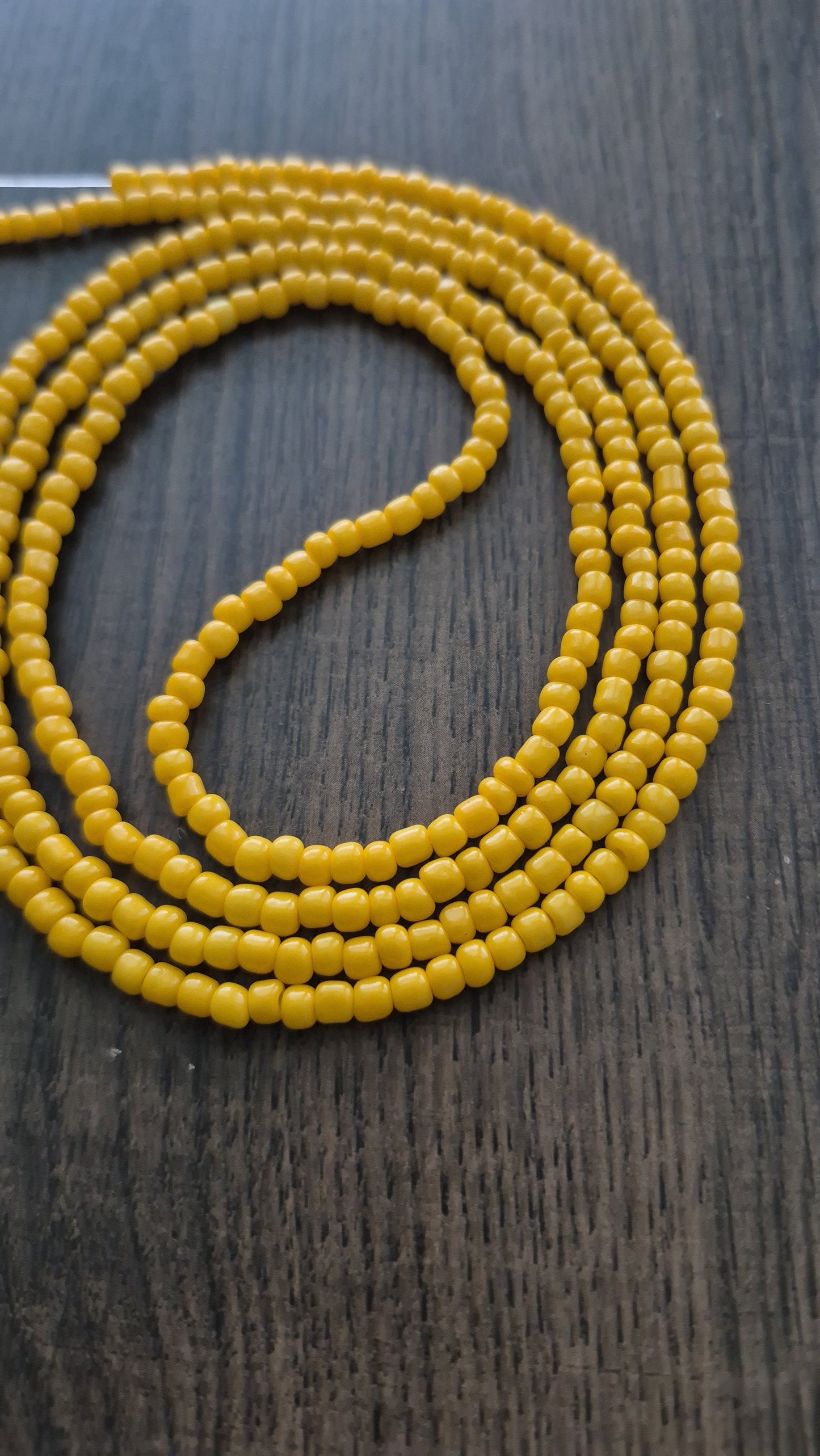 Handcrafted Solid Yellow Tie Waistbead - Tie On Design