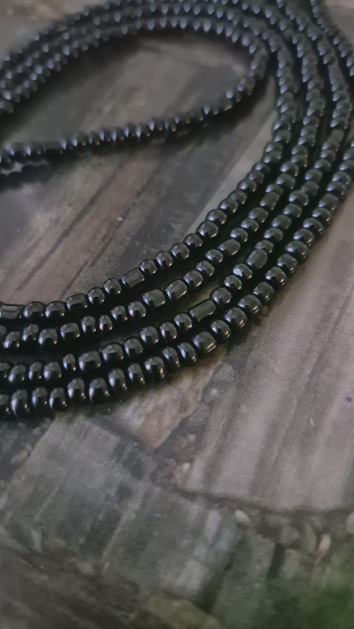 Handcrafted Solid Black tie-on Waistbead