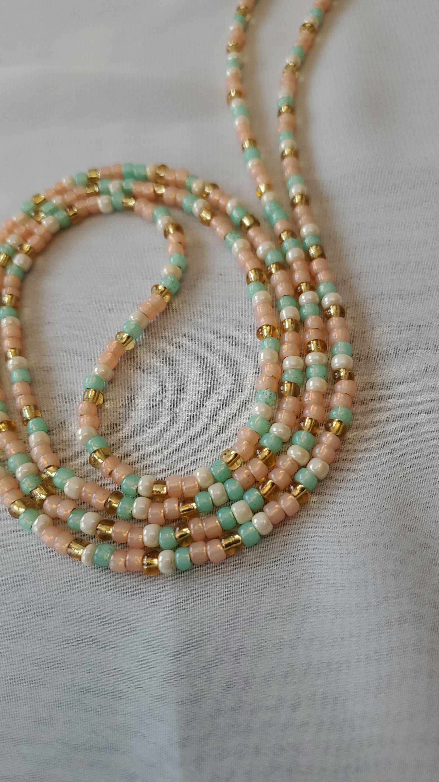 Blush Pink hint of gold Blend Waistbead for Women - Handmade