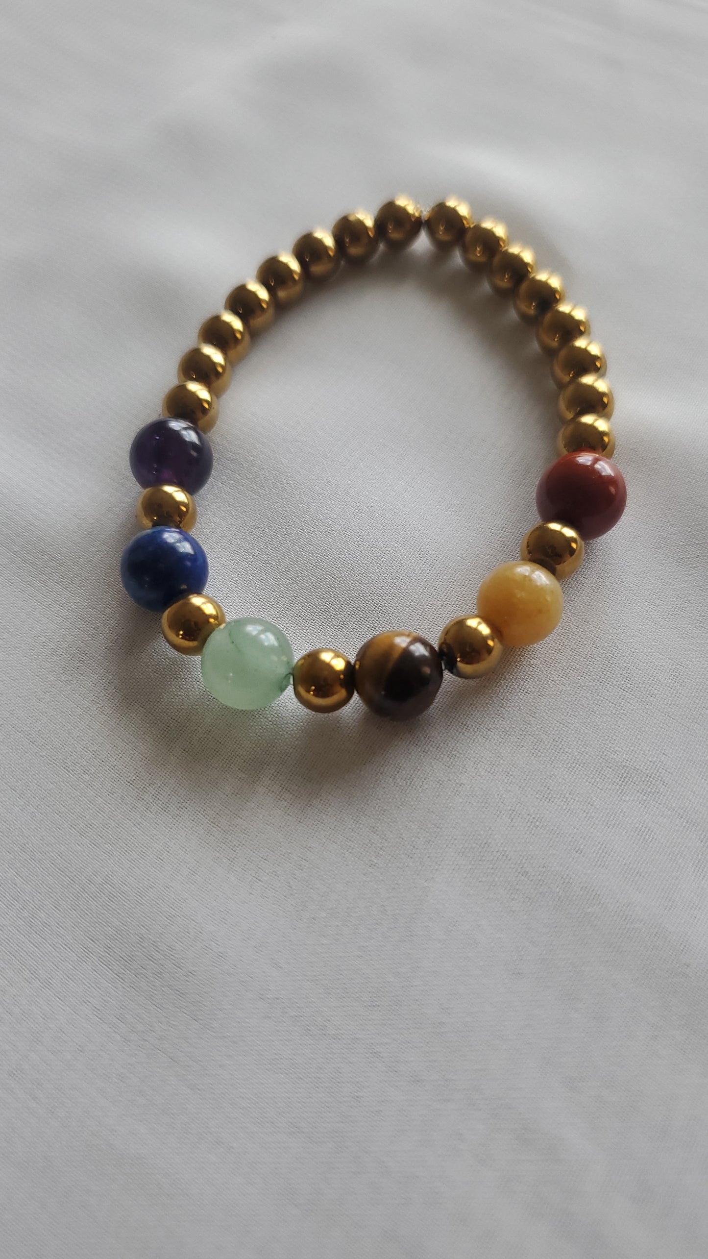 Multi Color Energy Stone with Hematite Beaded Bracelet for Women - Handcrafted and Unique