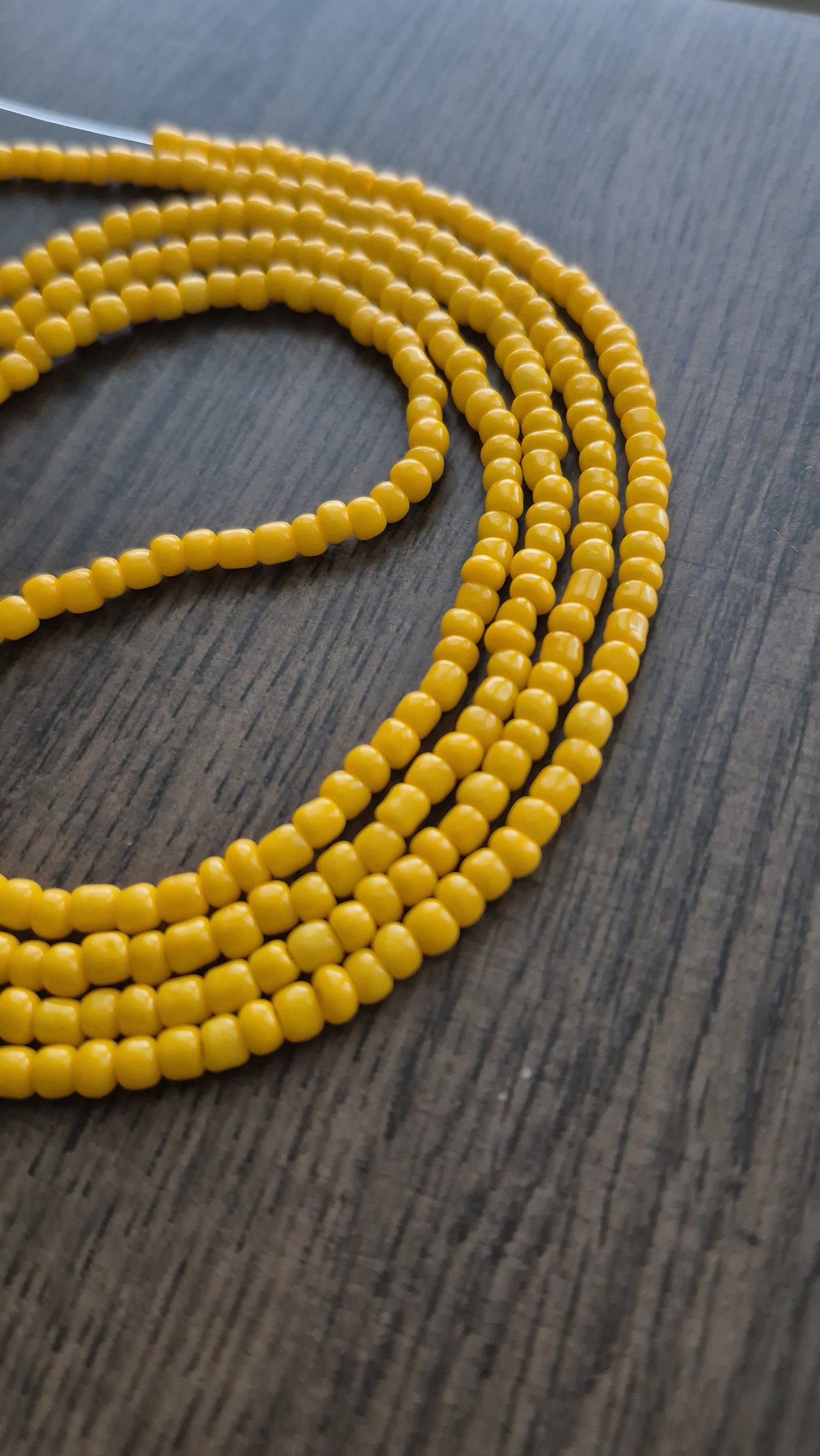 Handcrafted Solid Yellow Tie Waistbead - Tie On Design