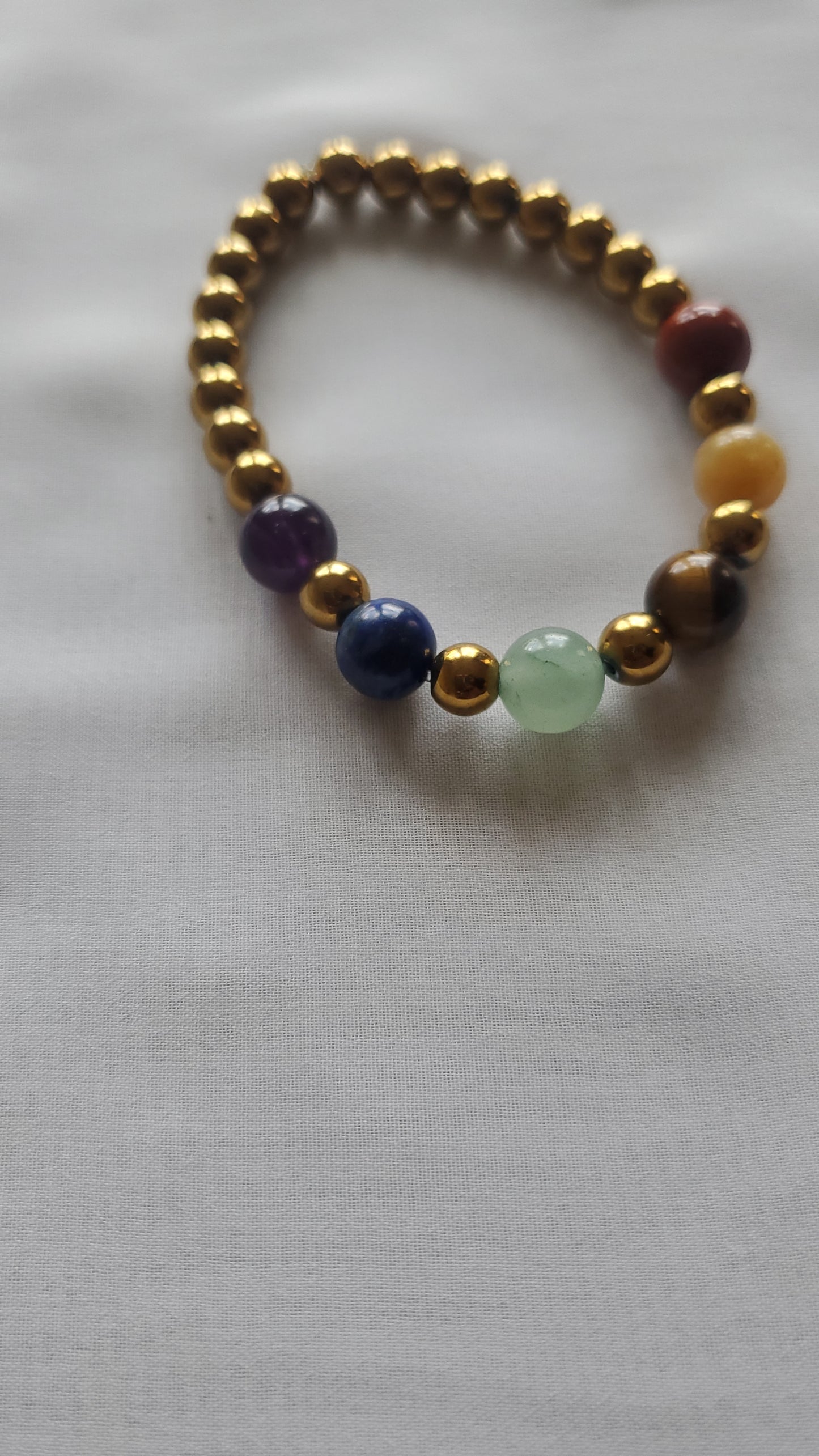 Multi Color Energy Stone with Hematite Beaded Bracelet for Women - Handcrafted and Unique