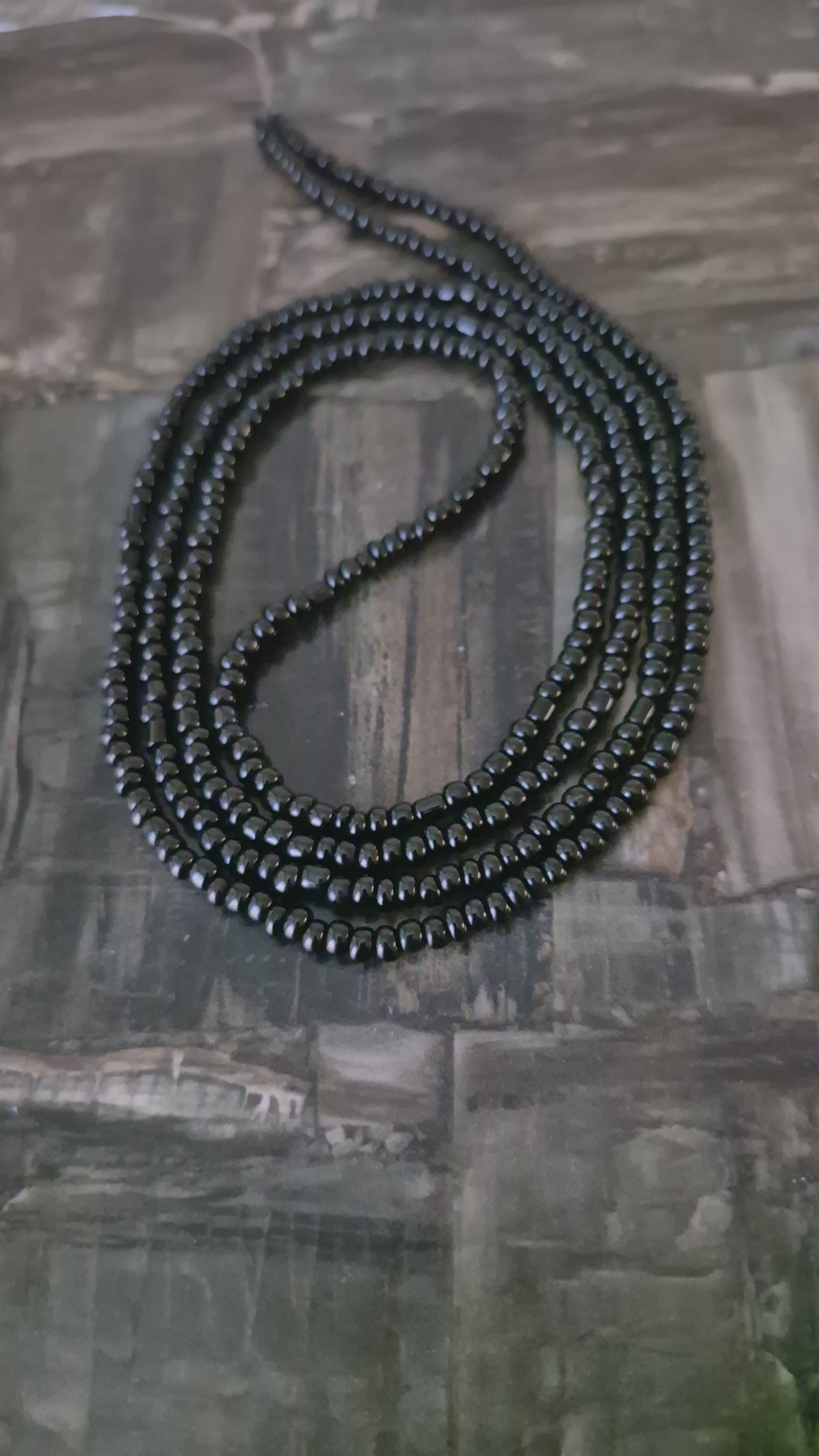 Handcrafted Solid Black tie-on Waistbead