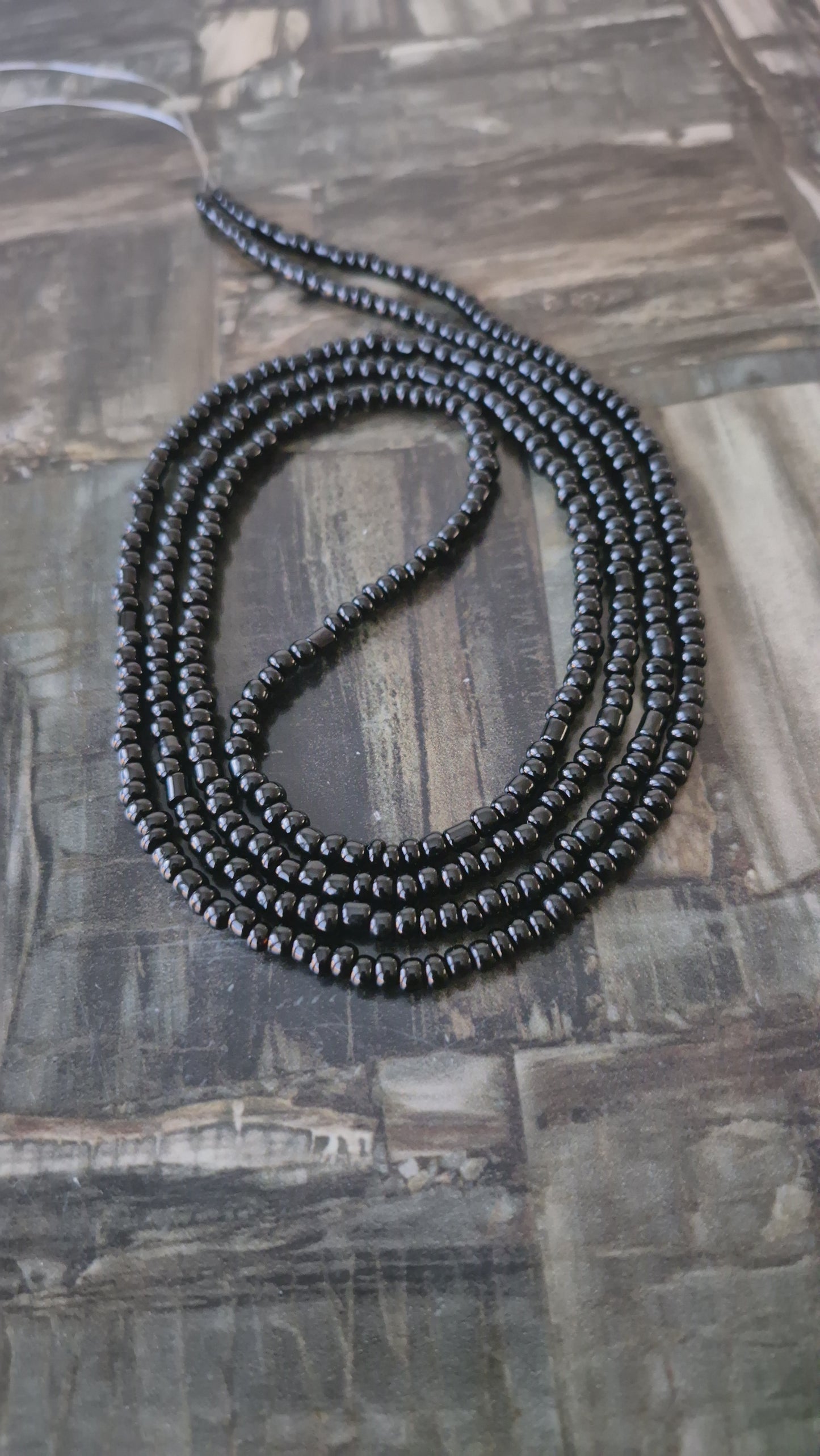 Handcrafted Solid Black tie-on Waistbead
