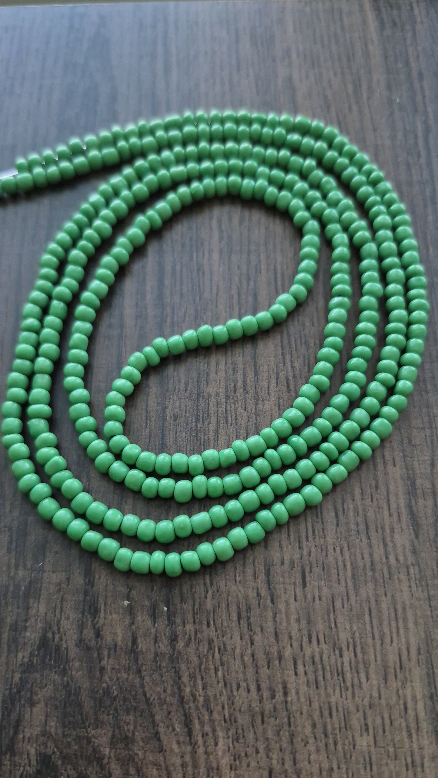 Handcrafted Solid Green Tie Waistbead - Tie On Design