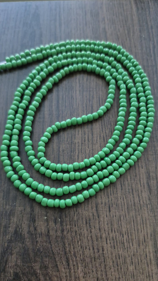 Handcrafted Solid Green Tie Waistbead - Tie On Design