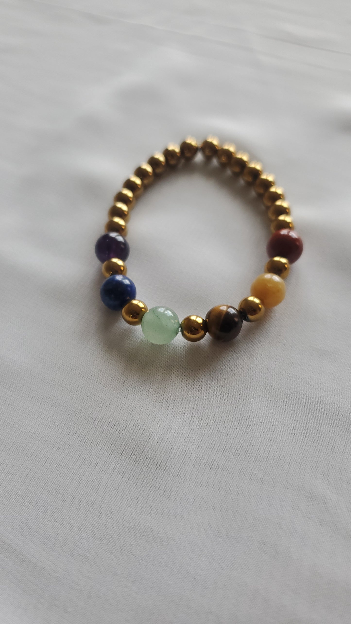 Multi Color Energy Stone with Hematite Beaded Bracelet for Women - Handcrafted and Unique