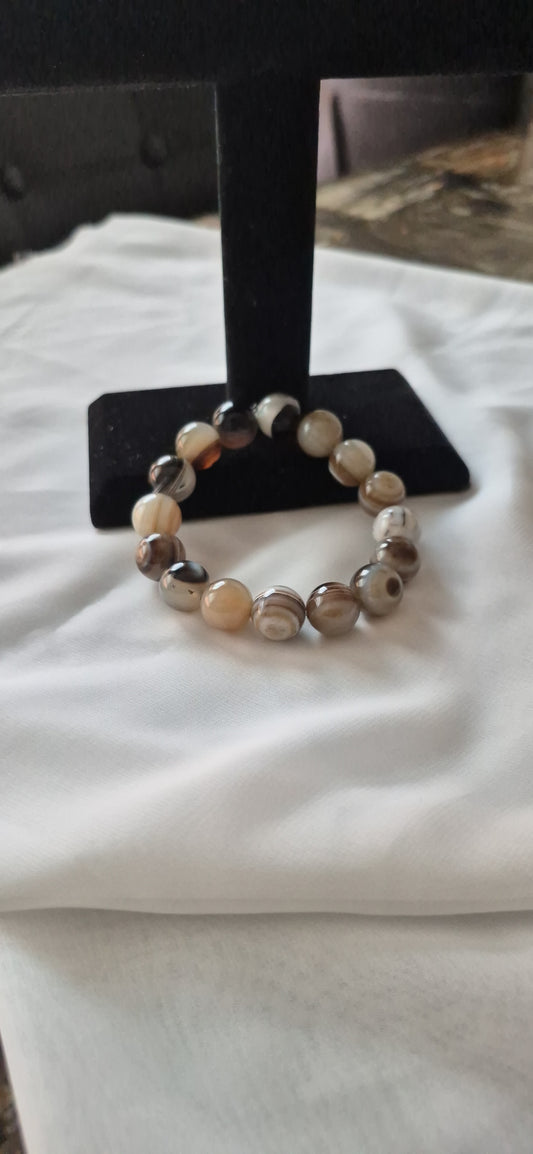 Mens Coconut agate bracelet