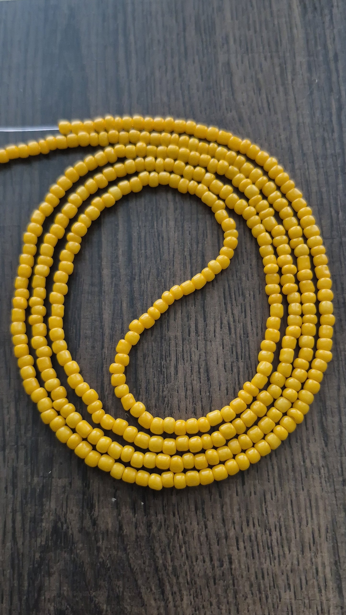 Handcrafted Solid Yellow Tie Waistbead - Tie On Design