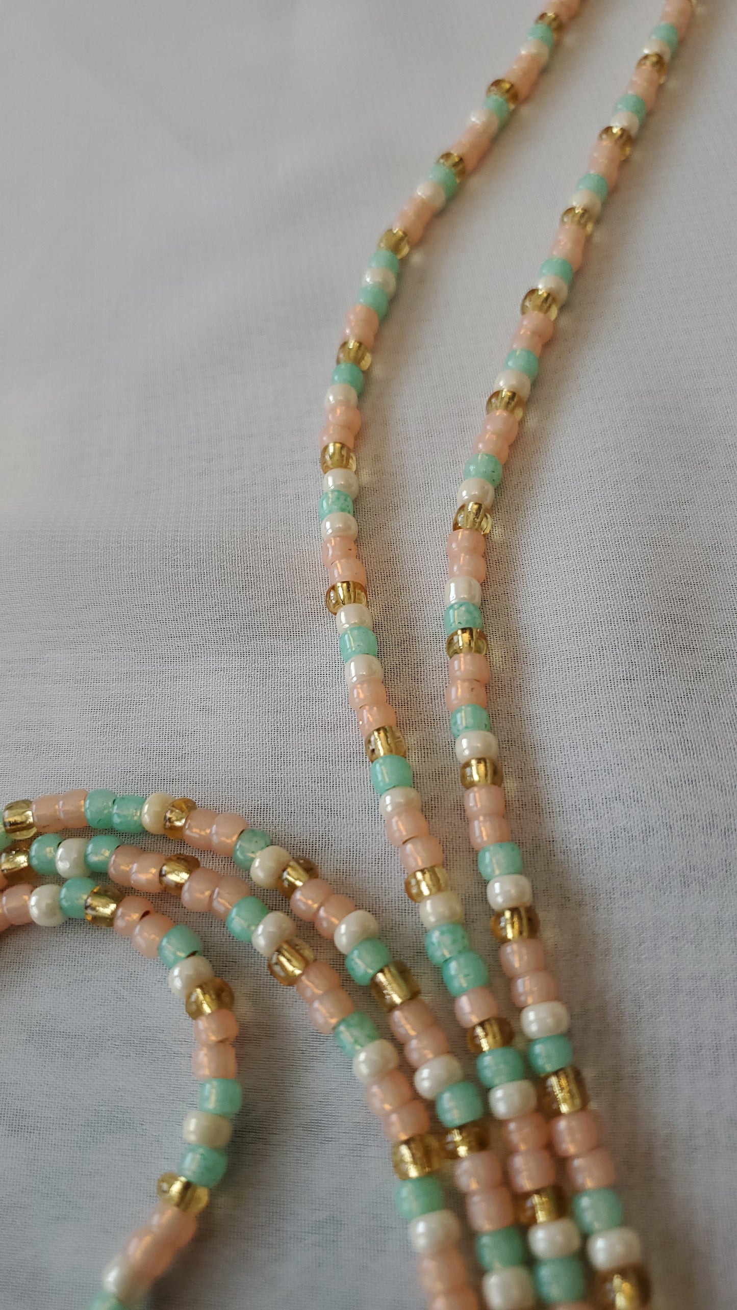 Blush Pink hint of gold Blend Waistbead for Women - Handmade